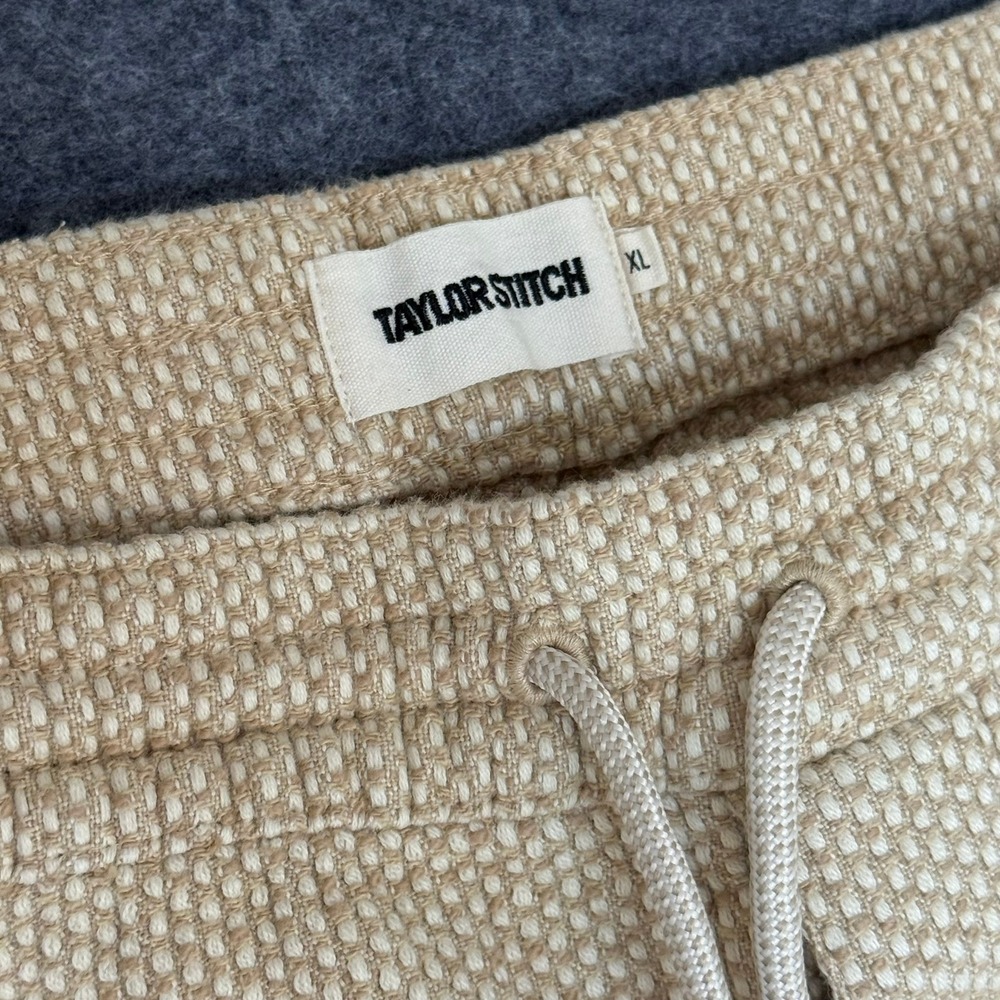 Taylor Stitch Sashiko Apres Pant Mens XL Sand Waffle Weave Organic Cotton Jogger